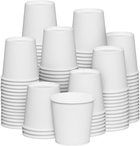 Gobelets en papier jetables personnalisés, écologiques, à paroi simple, anti-fuite, avec couvercle, 100 unités, pour fêtes et plats à emporter, couleur blanche - Product Image 1