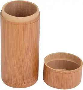 竹圆管茶叶罐便携式木制茶叶盒带盖手工咖啡豆架实用瓶容器
