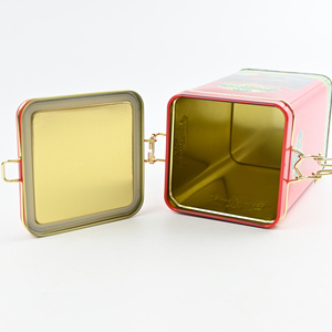 Red Rectangle Tinplate Airtight Crown Cap Glossy Printed 250ml Container for Tea Candy & <b>Chocolate</b> Storage - Product Image 6