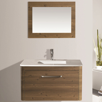 Meuble-lavabo mural moderne en MDF de qualité hôtelière avec vasque en céramique, robinet et système de drainage inclus