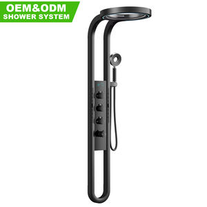 Ensemble de douche thermostatique moderne de luxe avec finition noir mat et douchette à main, expérience de <span class=keywords><strong>spa</strong></span> pour la salle de bain - Product Image 1