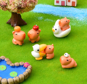 Miniatures d'animaux en résine, figurines de capybara pour tableau de bord de voiture, maison de poupée, jardin féerique, décoration d'anniversaire capybara - Product Image 4