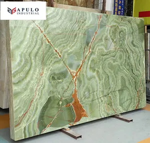 Factory Price High-quality Wall Countertop Natural Stones Marble Slab Emerald Dark Green Onyx Iran Green Onyx Marble Slab