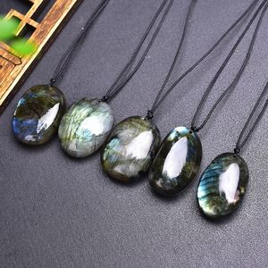 <strong>Wholesale</strong> Natural <strong>Crystal</strong> Labradorite <strong>Raw</strong> Stone Pendant Blue Moonstone Hand-woven Pendant Necklace - Product Image 6
