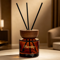 Botol Parfum Reed Diffuser Kaca Amber Kosong Desain Baru Custom 50ml 100ml 150ml 200ml dengan Tutup Kayu dan Stik