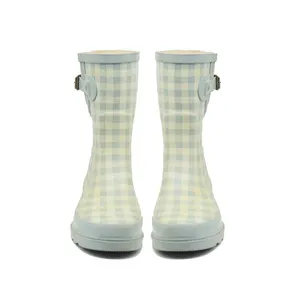 Support Custom Outdoor All Seasons Middle Tube Warm Waterproof Adult Safety Rubber Rain Boots For Women