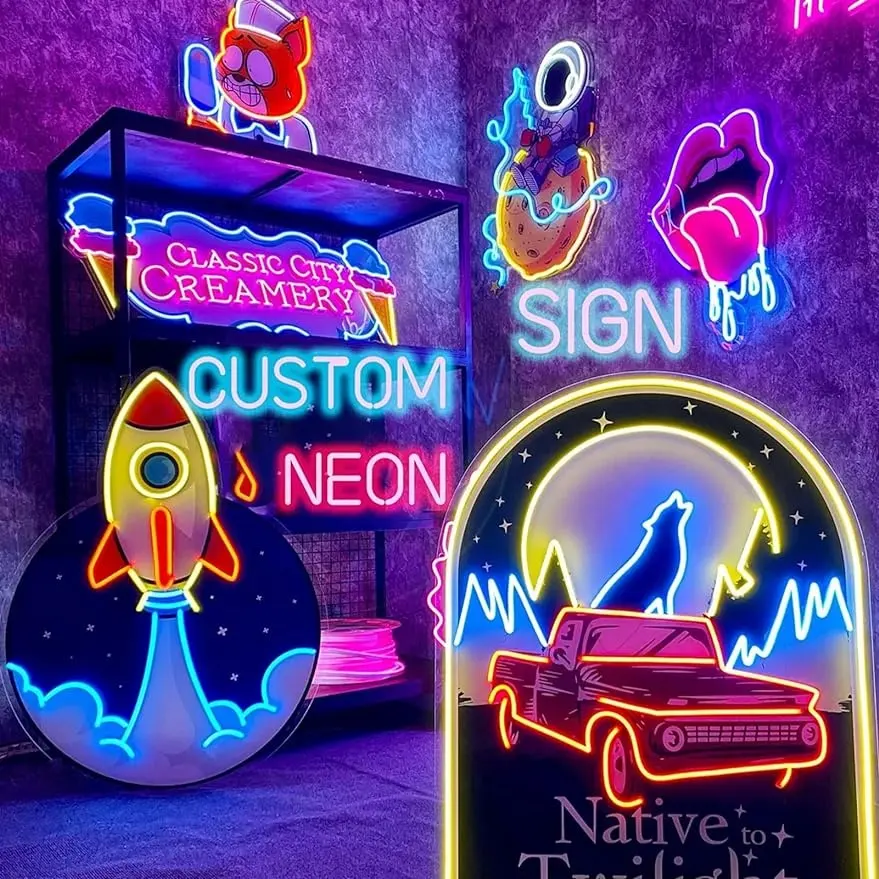 Bedrijf Muur Decor 1Pc Gepersonaliseerde Led Logo Custom Uv Print Hallo Prachtig Neon Teken