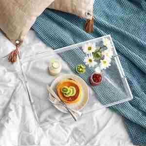Clear Hotel Home Use Acrylic <b>Tray</b> Table Food Coffee Buffet Display Plastic Bread Cake <b>Snack</b> <b>Tray</b> Rectangle Acrylic Serving <b>Trays</b> - Product Image 3