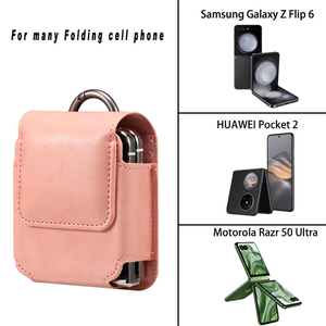 Funda de Cuero Vintage de Color Sólido para Samsung Galaxy Z Flip 8 7 6 5 4 3, Funda de Cintura para Uso Diario y Viajes al Aire Libre - Product Image 2