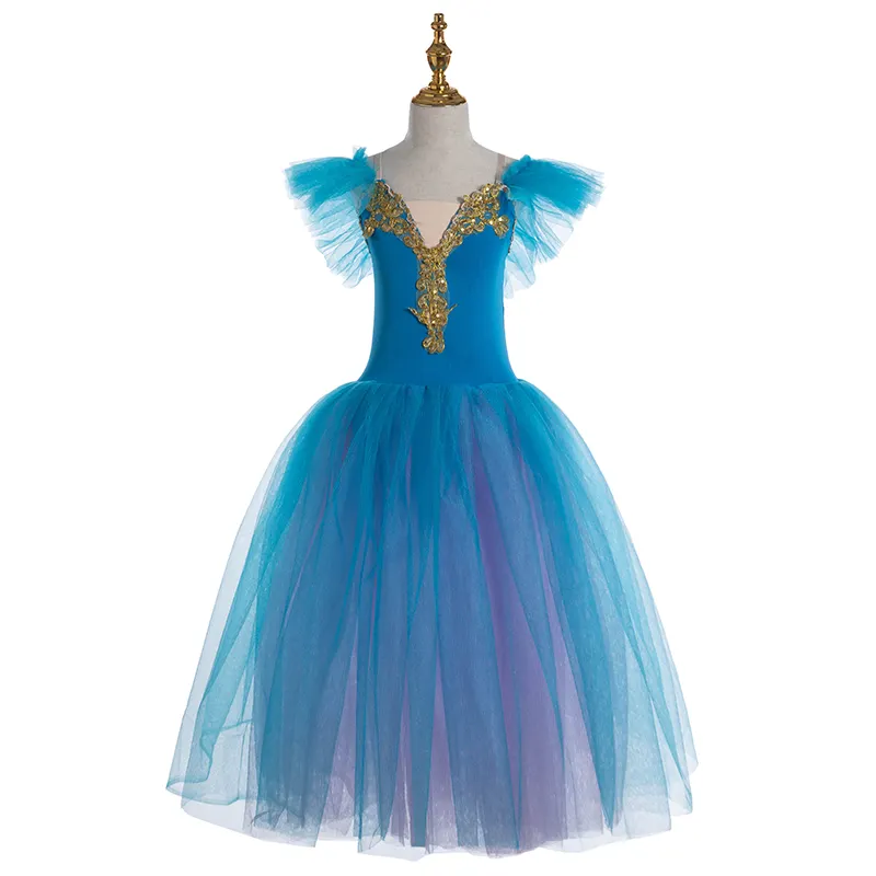 Vestido de Ballet blanco, ropa de actuación, tutú de Ballet largo romántico, bailarina del lago de los Cisnes, disfraz de Ballet de hadas para niños y niñas