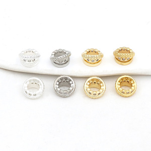 18k Gold Color Preserving Spacer <b>Beads</b> With Zircon <b>Large</b> Hole Diy Jewelry Accessories For Necklace Bracelet Making - Product Image 4