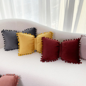 Ins Style 30*50 housses de <span class=keywords><strong>coussin</strong></span> avec pompon couleur unie <span class=keywords><strong>velours</strong></span> maison taies d'oreiller taie d'oreiller pour canapé décor à la maison - Product Image 2