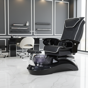 Fauteuil de pédicure et de manucure Kangmei de luxe moderne avec spa à jets sans tuyauterie, <span class=keywords><strong>noir</strong></span>, pour salon de beauté, avec plomberie intégrée - Product Image 1