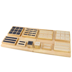 Comptoir en bois en bambou Pu, pour présentoir de bijoux empilables, plateau en daim - Product Image 2