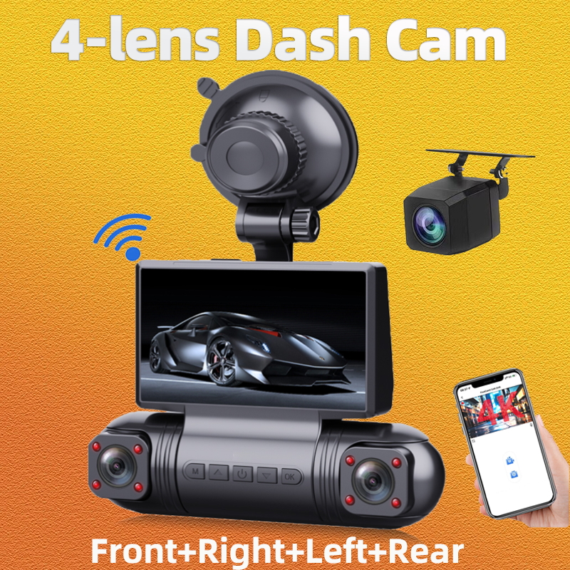 ORANGLES 4K 4 Channel 360 Dash Cam WiFi Front Rear Left Right Night Vision Bahrain - elegant presentation - exhibiting components - Image 6 of 6 | ideal for home | Discount on 4K 4 Channel 360 Dash Cam WiFi Front Rear Left Right Night Vision Bahrain Virginia | Free Shipping ORANGLES