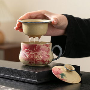 Ensemble tasse et soucoupe en céramique de la série Qianshan, bleu mer de montagne, design unique, artisanal, couleur sous-glaçure, boîte cadeau - Product Image 1