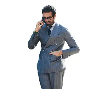 Nuovi abiti da uomo a righe grigiute per smoking da sposo con risvolto a punta Blazer Slim Fit pantaloni giacca due pezzi uomo <span class=keywords><strong>su</strong></span> <span class=keywords><strong>misura</strong></span> <span class=keywords><strong>abbigliamento</strong></span> da uomo <span class=keywords><strong>su</strong></span> <span class=keywords><strong>misura</strong></span> <span class=keywords><strong>su</strong></span> <span class=keywords><strong>misura</strong></span> - Product Image 2