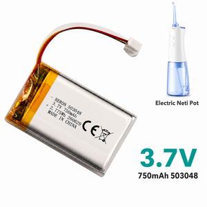 Batterie pour irrigateur nasal 3.7V 750mAh Li-Po rechargeable avec connecteur pour lave-nez électrique et rinçage des sinus - Product Image 1