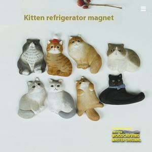 Nuevos estilos lindos animales de dibujos animados imanes magnéticos para <span class=keywords><strong>nevera</strong></span> grabado tallado en madera esculpido a <span class=keywords><strong>mano</strong></span> pequeño regalo gato <span class=keywords><strong>nevera</strong></span> pegatina - Product Image 2