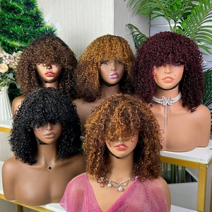 Good Quality Hot Selling Factory Price Double Drawn Virgin Fringe Pissy Curly <b>Wig</b> Human Hair <b>Wig</b> - Product Image 1