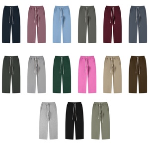 305G Fall/Winter Heavyweight Fleece-lined Cotton/Polyester Slightly Elastic American Vintage Straight Casual Trousers For <strong>Men</strong> - Product Image 5