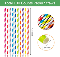 Fournitures de décoration de fête, pailles à boire en papier rayées durables de 6 mm pour les boissons