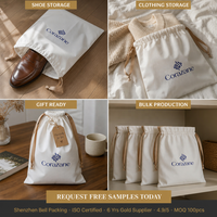 Sac de rangement portable en toile de coton imprimé avec logo personnalisé pour chaussures, vêtements, chapeaux, sacs à main et protection anti-poussière