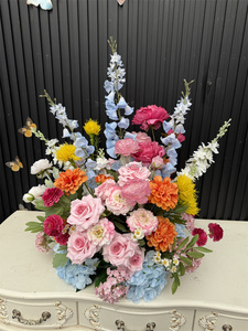 Arche <span class=keywords><strong>de</strong></span> mariage printanière colorée <span class=keywords><strong>Fleurs</strong></span> artificielles en soie Rose rose Bleu Chemin <span class=keywords><strong>de</strong></span> table floral pour décoration <span class=keywords><strong>de</strong></span> mariage et d'événements - Product Image 5