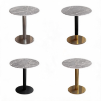 Tables à manger en marbre pour hôtels commerciaux, cafés, tables circulaires/petites modernes et minimalistes, durables, faciles à nettoyer, pour les réunions