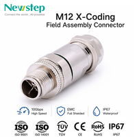 Conector M12 X-Coding de 8 Pines Macho para Montaje en Campo, Enchufe Ethernet Industrial Blindado de Alta Velocidad de 10 Gbps con Protección IP67 a Prueba de Agua