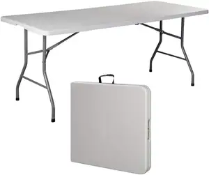 Mesa de piquenique dobrável, tabela dobrável de plástico para uso externo, viagem, para piquenique, festa, tabela de coquetel branca e redonda