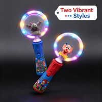 2 Model Desain Sirkus Cincin Berputar LED Warna-warni Mainan Lampu Plastik ABS Aman untuk Hadiah Souvenir Konser Karnaval