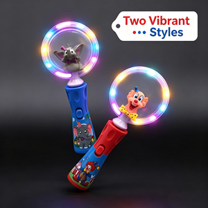 2 Estilos de Anillo Giratorio con Luz LED Intermitente de Diseño de Circo, Juguete de Plástico ABS Seguro para Carnaval, Conciertos, Regalos - Product Image 1