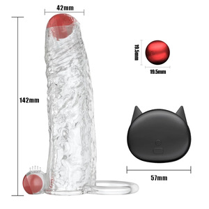 Vibrierendes Kondom Großhandel Penis vergrößerung Dick Penis Cock Sleeve Vibrator Wieder verwendbares Kristall kondom mit Vibration Sexspielzeug - Product Image 2