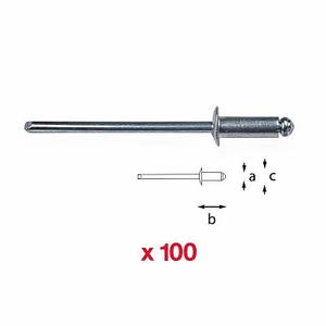 Rivets en aluminium 6x25mm de type pop aveugle pour le raccordement des métaux x100 - Product Image 1