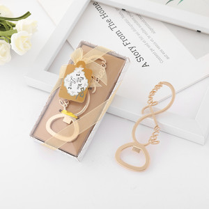 Abridor de botellas con forma de figura 8, de aleación de zinc, dorado y plateado, portátil, para cerveza, regalo para fiestas, con opción de logotipo personalizado. - Product Image 1