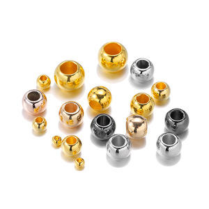 Cuentas redondas acrílicas con orificio grande, plateadas y doradas, para la fabricación de joyería, cuentas espaciadoras DIY de 8mm, 10mm, 12mm, 14mm, 16mm - Product Image 2