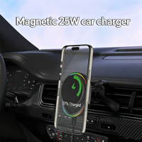 Nouvel accessoire de luxe stable pour téléphone : support de chargeur de voiture sans fil magnétique 25W à refroidissement turbo avec lumière RGB