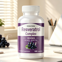 Capsules végétaliennes de trans-resvératrol haute pureté, complément pour un vieillissement sain, extrait de Polygonum cuspidatum 98% naturel, qualité alimentaire