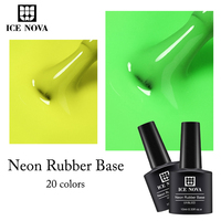 ICE NOVA Base Coat en Caoutchouc Néon Haute Viscosité, Densité Épaisse, Coloration en une seule couche, 2-en-1, Végan, Sans HEMA, Professionnel pour Sculpture
