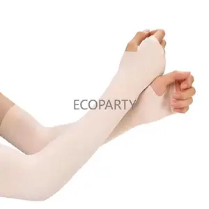 Ecoparty-Manga de hielo con protección solar para mujer, manga de seda de hielo para conducción al aire libre y ciclismo, anti UV, manga de dedo de brazo largo