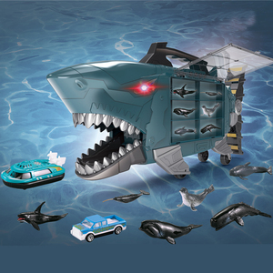 Nouvelle boîte de rangement portable pour jouets requins avec animaux marins et voitures miniatures à roues libres, jouets pour enfants - Product Image 2