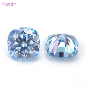 Cadermay Sea Blue Moissanite Gemstone Square Cushion Cut 1 To 4 Carat For Jewelry Making - Product Image 4