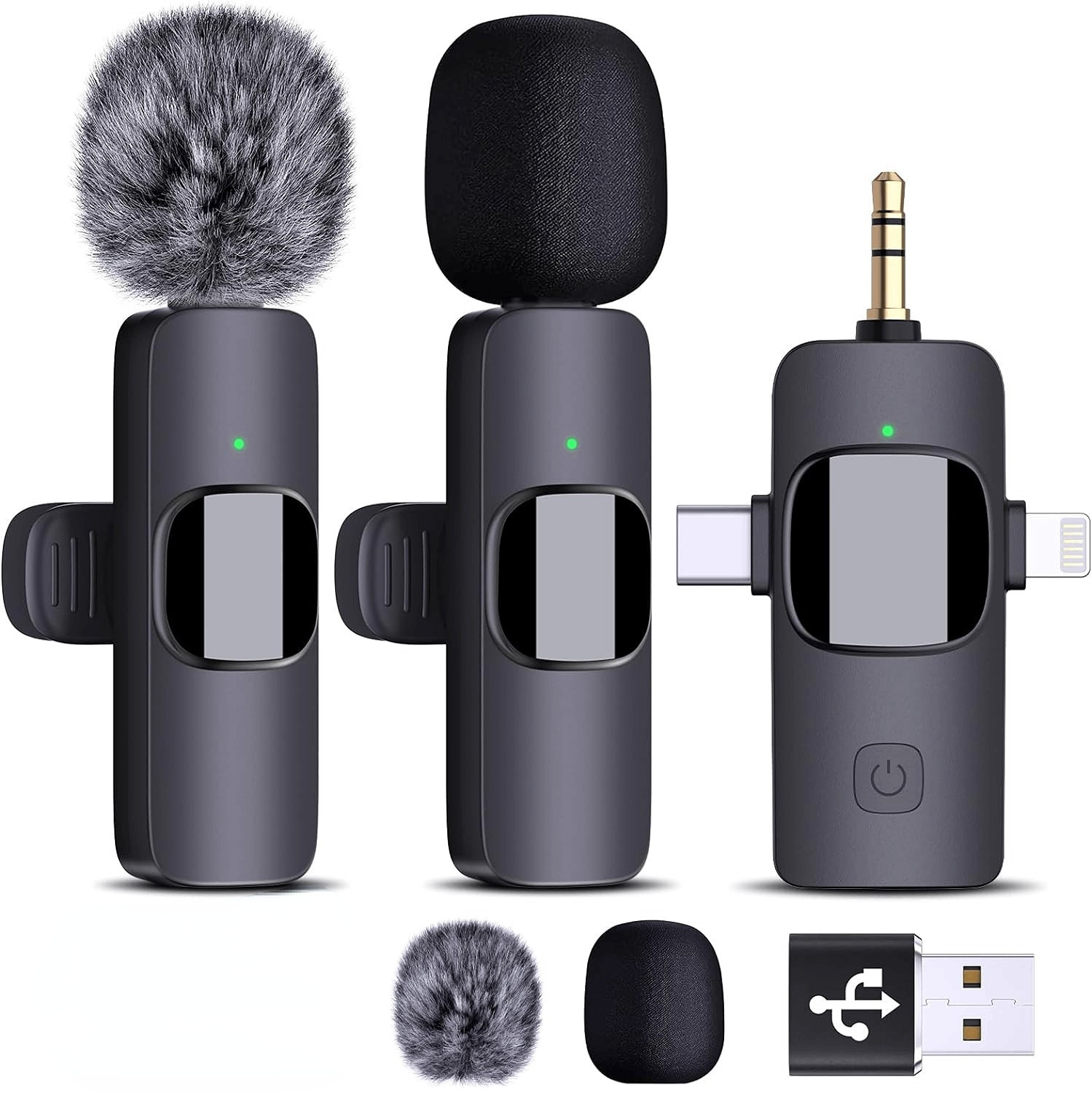 K15 nero 1 + 2 Mics con jack USB + 1 paio di tappo a vento