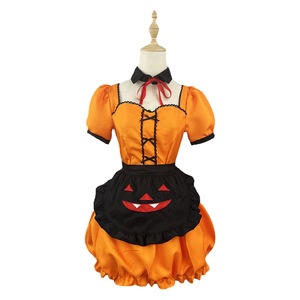 Zixiao Halloween Pumpkin Maid Costume Orange Adult Women Cosplay Outfit Anime Lolita Dress - Product Image 5