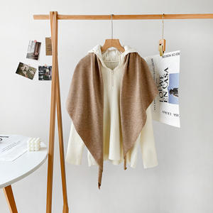 אופנה צעיף משולש נשים, גלימה פונצ 'ו-מוצק צבע קשמיר חם צעיף צעיף - Product Image 3