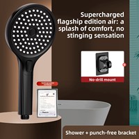 Ensemble de douche à main super pressurisé en plastique ABS chromé avec accessoires de robinetterie de salle de bain, bec verseur déviateur et pommeau de douche pluie