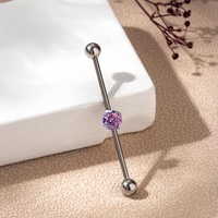 Piercing d'oreille en alliage de titane, style international, tendance personnalisée, avec zircon, à tige longue et droite, pour l'os de l'oreille, mode luxe léger
