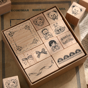 Ensemble de tampons en bois à thème de Noël avec manche en bois, pour scrapbooking, décoration de cartons, artisanat pour enfants, jouet imprimé, tampon en bois personnalisé - Product Image 4