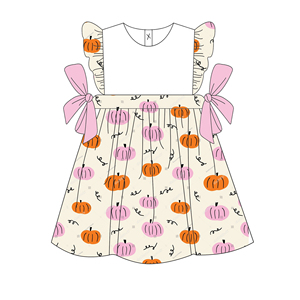 Ropa a juego personalizada para <span class=keywords><strong>Hermanas</strong></span>, conjunto de pantalones cortos de <span class=keywords><strong>dos</strong></span> piezas, conjunto de algodón con estampado de calabaza y lazo, traje para niñas pequeñas, venta al por mayor - Product Image 4